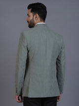Pista green terry rayon blazer for party look
