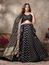 Black silk lehenga choli for wedding celebration