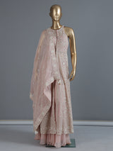 Elegant pink tissue silk palazzo suit with designer detailing