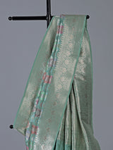 Green banarasi silk saree crafted for festive occasions