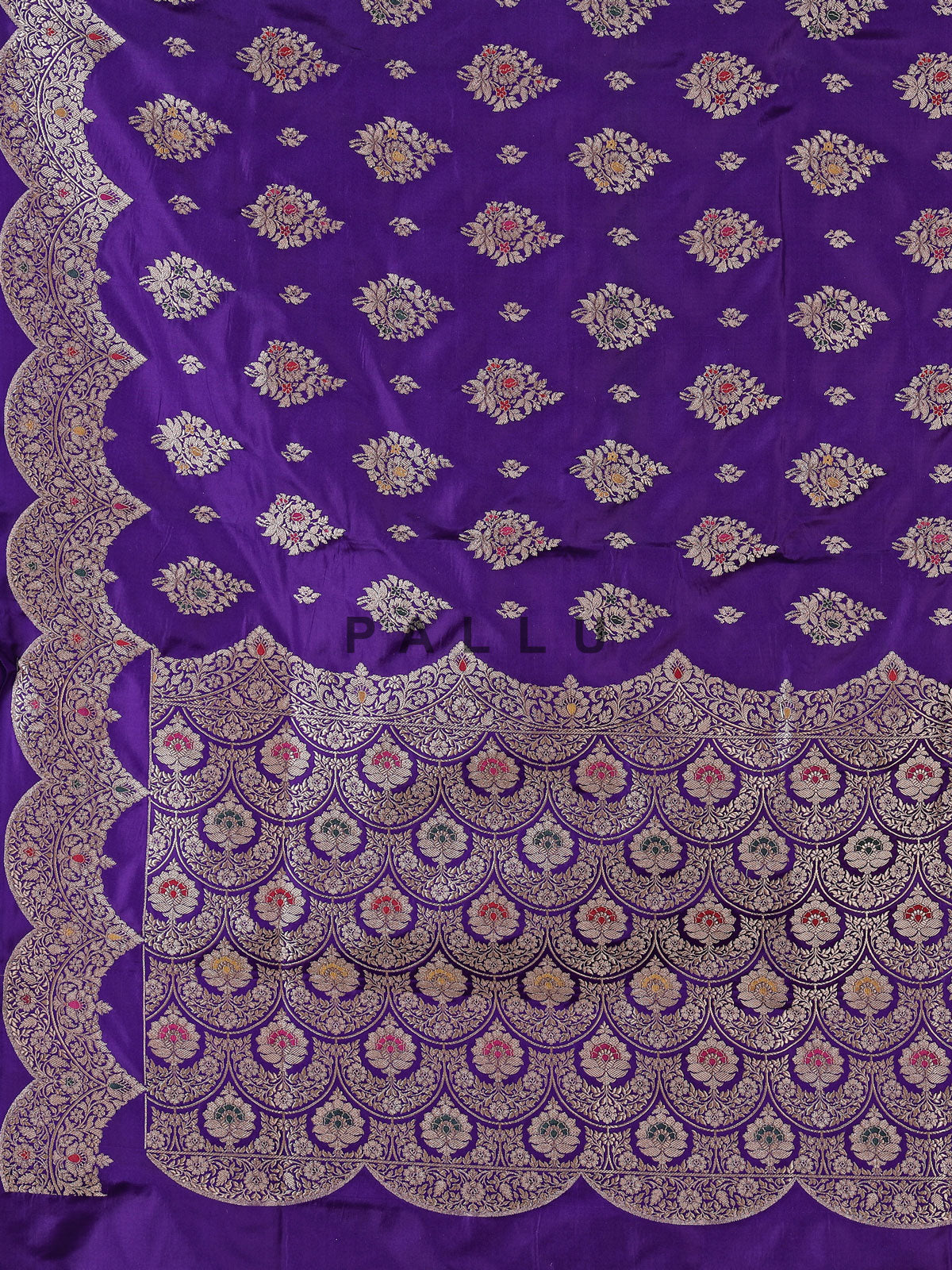 Purple banarasi silk saree with intricate zari work for weddings