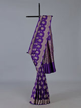 Purple banarasi silk saree with intricate zari work for weddings