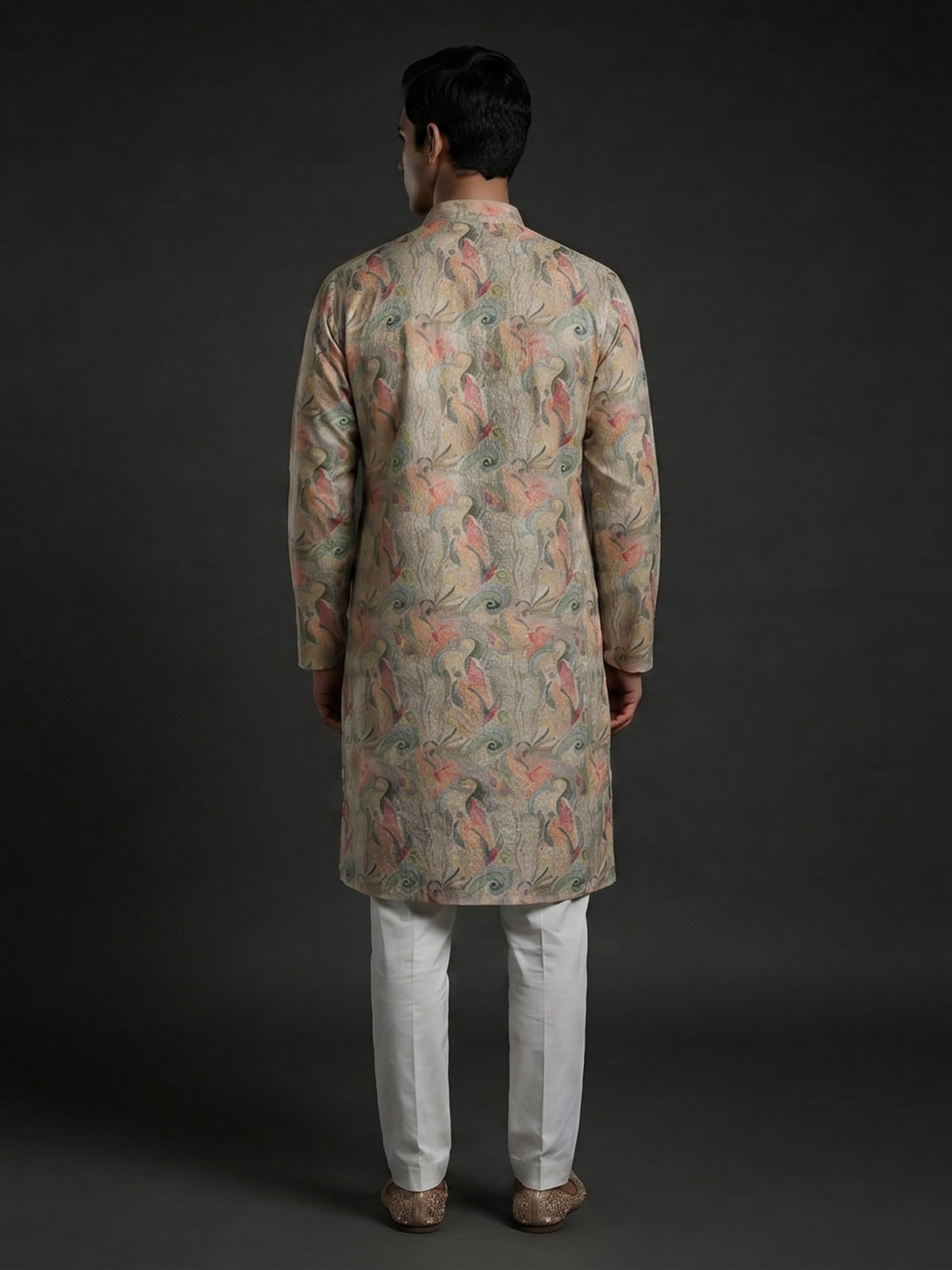 Multicolor printed jacquard kurta suit