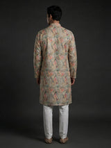 Multicolor printed jacquard kurta suit