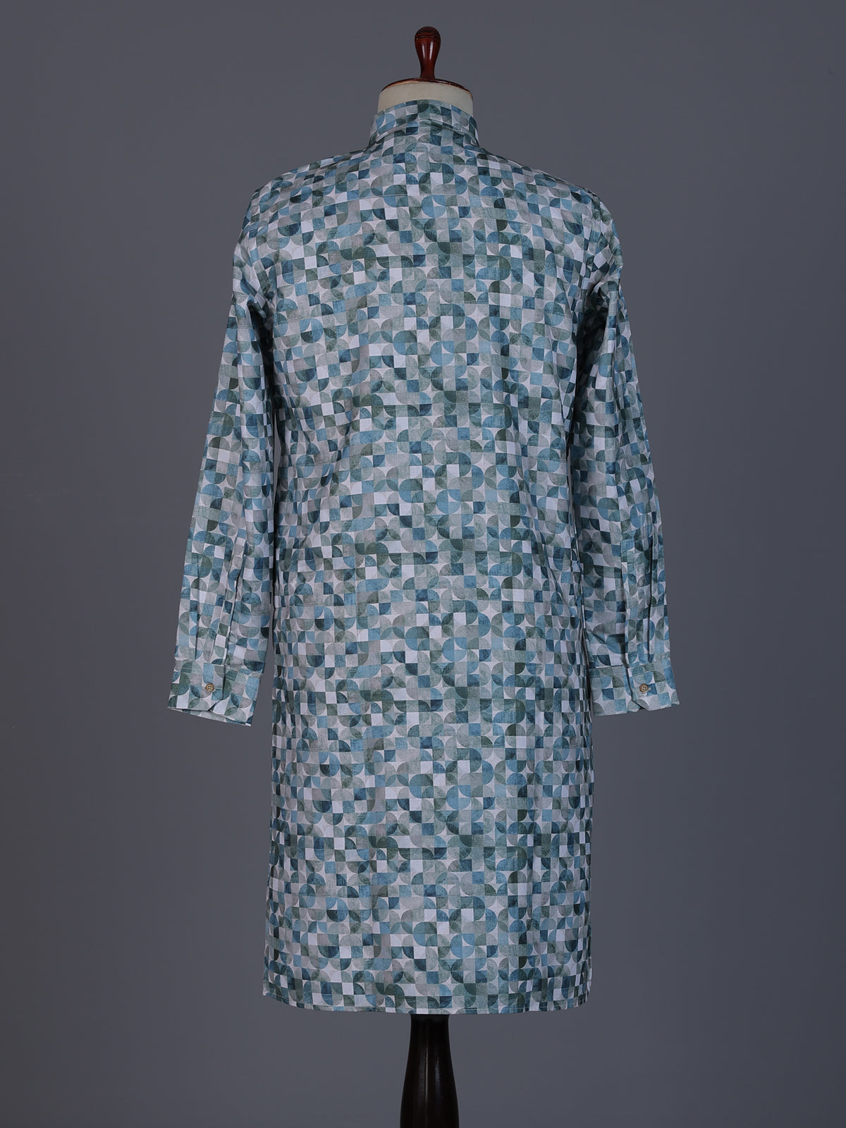 Blue cotton silk printed kurta suit for festivals