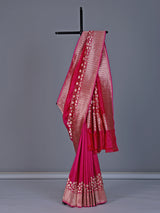 Magenta banarasi silk saree with classic zari detailing