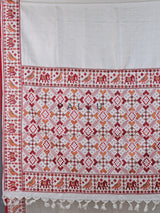 Off white tusser silk saree with heritage elephant zari motifs