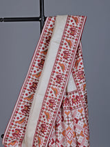 Off white tusser silk saree with heritage elephant zari motifs