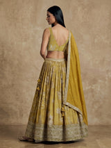 Mehendi yellow georgette silk heavy embroidered lehenga choli