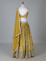 Mehendi yellow georgette silk heavy embroidered lehenga choli