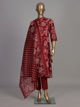 Red anarkali floral cotton kurti set edit