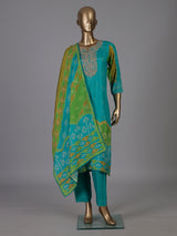 Blue bandhani inspired chanderi kurti set ensemble