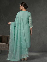 Pastel mint linen cotton kurti set edit