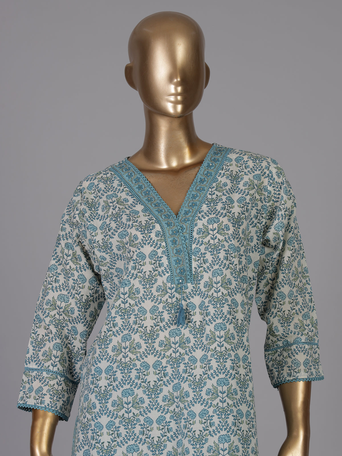 Off white sanganeri print kurti set ensemble