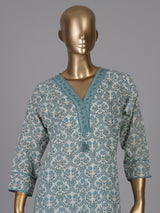 Off white sanganeri print kurti set ensemble