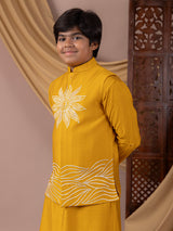 Radiate charm in yellow silk waistcoat set