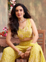 Liril green silk palazzo suit with tassel detailing