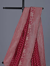 Maroon dola silk saree with elephant motif zari design