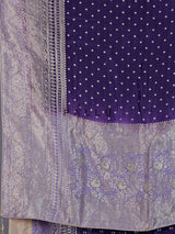 Purple dola silk saree with stone zari butti elegance
