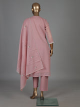 Dusty pink cotton tissue kurti set with embroidered style