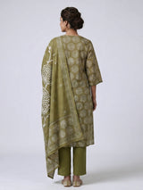 Mehendi olive cotton printed kurti set with classic style