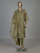 Mehendi olive cotton printed kurti set with classic style