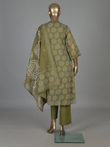 Mehendi olive cotton printed kurti set with classic style
