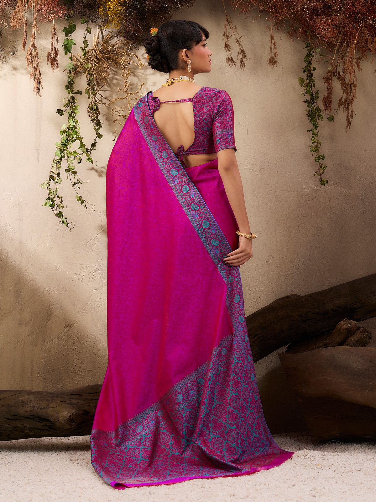 Elegant pink kanjivaram silk festive saree collection
