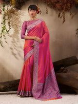 Traditional red kanjivaram silk festive ethnic saree