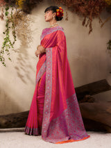Traditional red kanjivaram silk festive ethnic saree