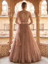 Onion pink party wear lehenga choli with ruffle dupatta