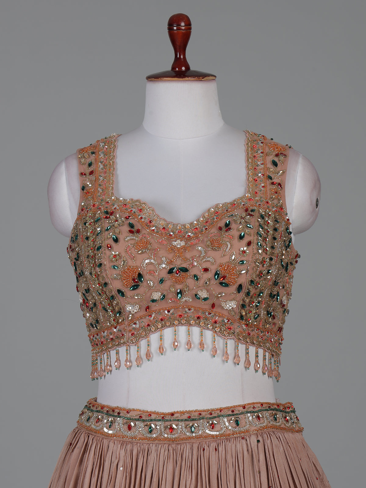 Onion pink party wear lehenga choli with ruffle dupatta