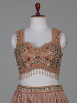 Onion pink party wear lehenga choli with ruffle dupatta