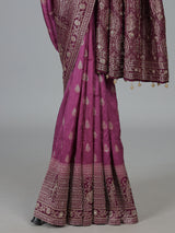 Wine dola silk heritage border festive saree elegance