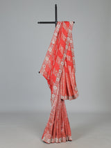 Royal orange dola silk leheriya zari wedding saree