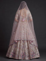Beige mirror lehenga with pastel dupatta