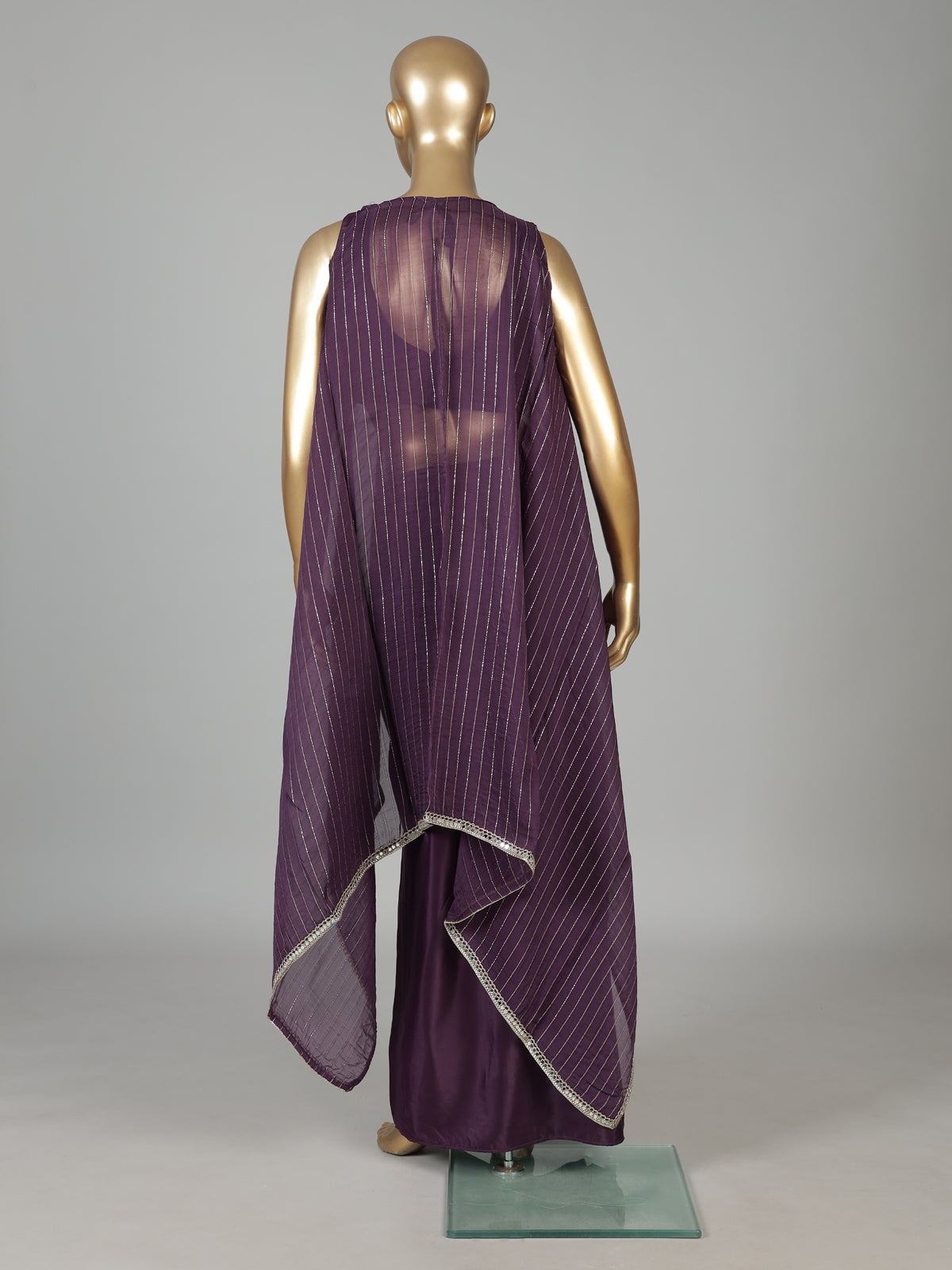 Regal deep purple drape indowestern suit ensemble