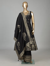 Elegant black embroidered anarkali ensemble