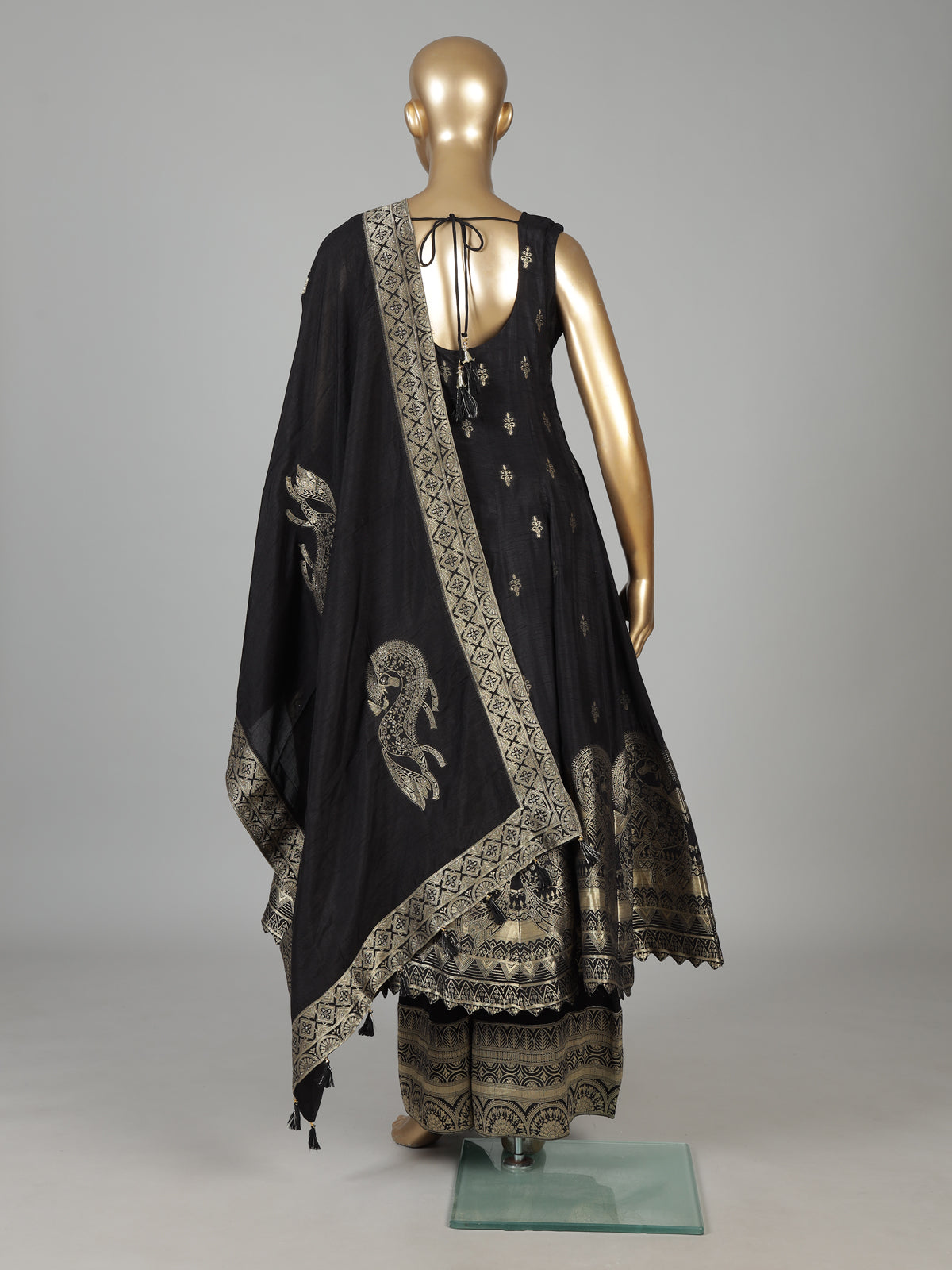 Elegant black embroidered anarkali ensemble