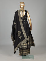 Elegant black embroidered anarkali ensemble