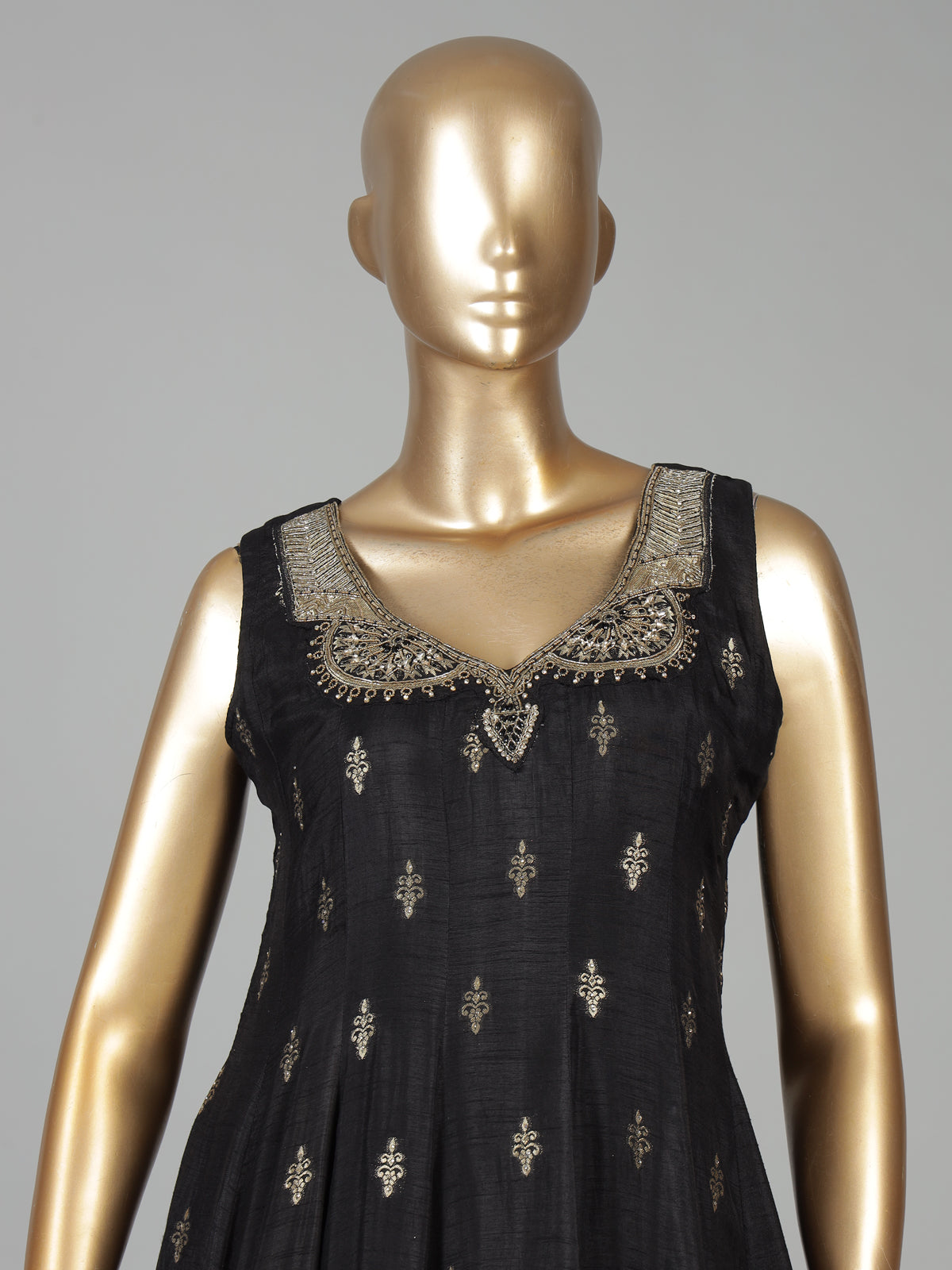 Elegant black embroidered anarkali ensemble