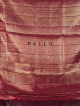 Light pink Kanjivaram silk saree with rose motifs