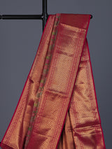 Pink wedding wear saree in pure Kanjivaram silk