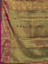 Golden Kanjivaram silk saree with floral motifs