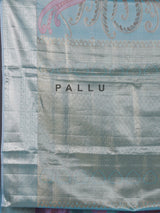 Aqua blue Kanjivaram silk saree for wedding celebrations