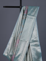 Aqua blue Kanjivaram silk saree for wedding celebrations