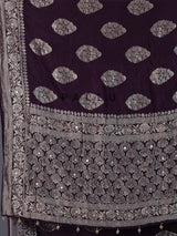 Wine dola silk saree with cutdana work