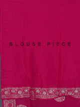 Pink wedding wear dola silk saree with rich embellished border