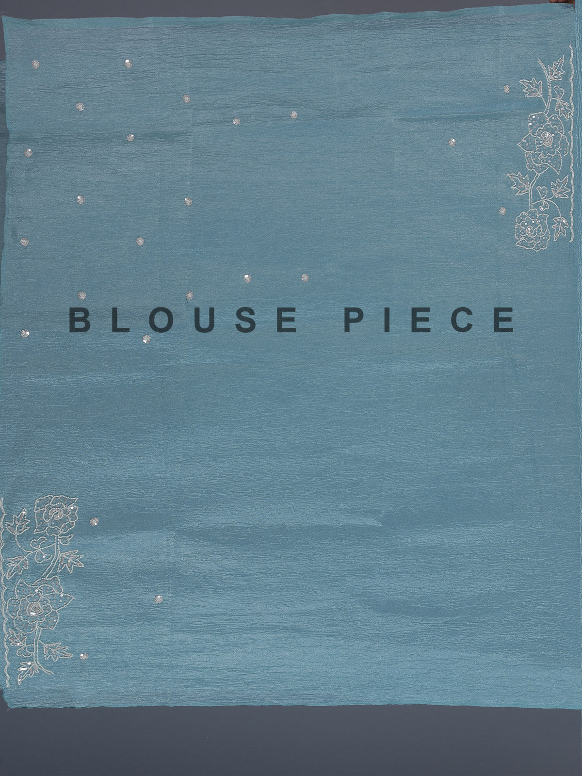 Firozi blue crushed tissue saree with radiant sequins elegance