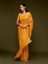 Charming honey yellow celebration wear saree